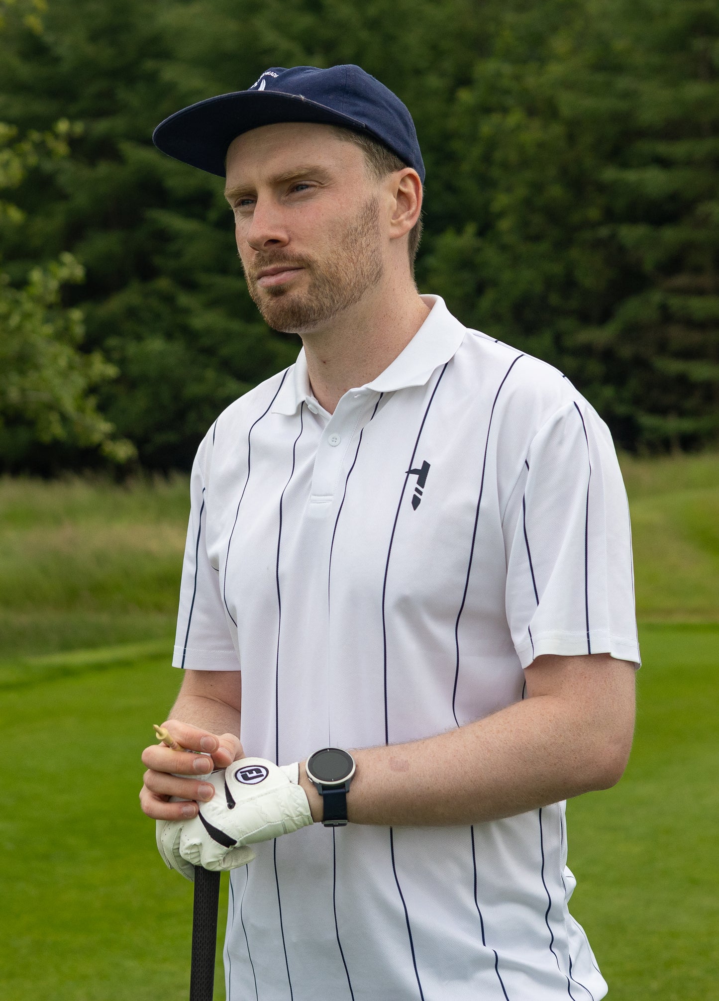 White Pinstripe Polo Shirt