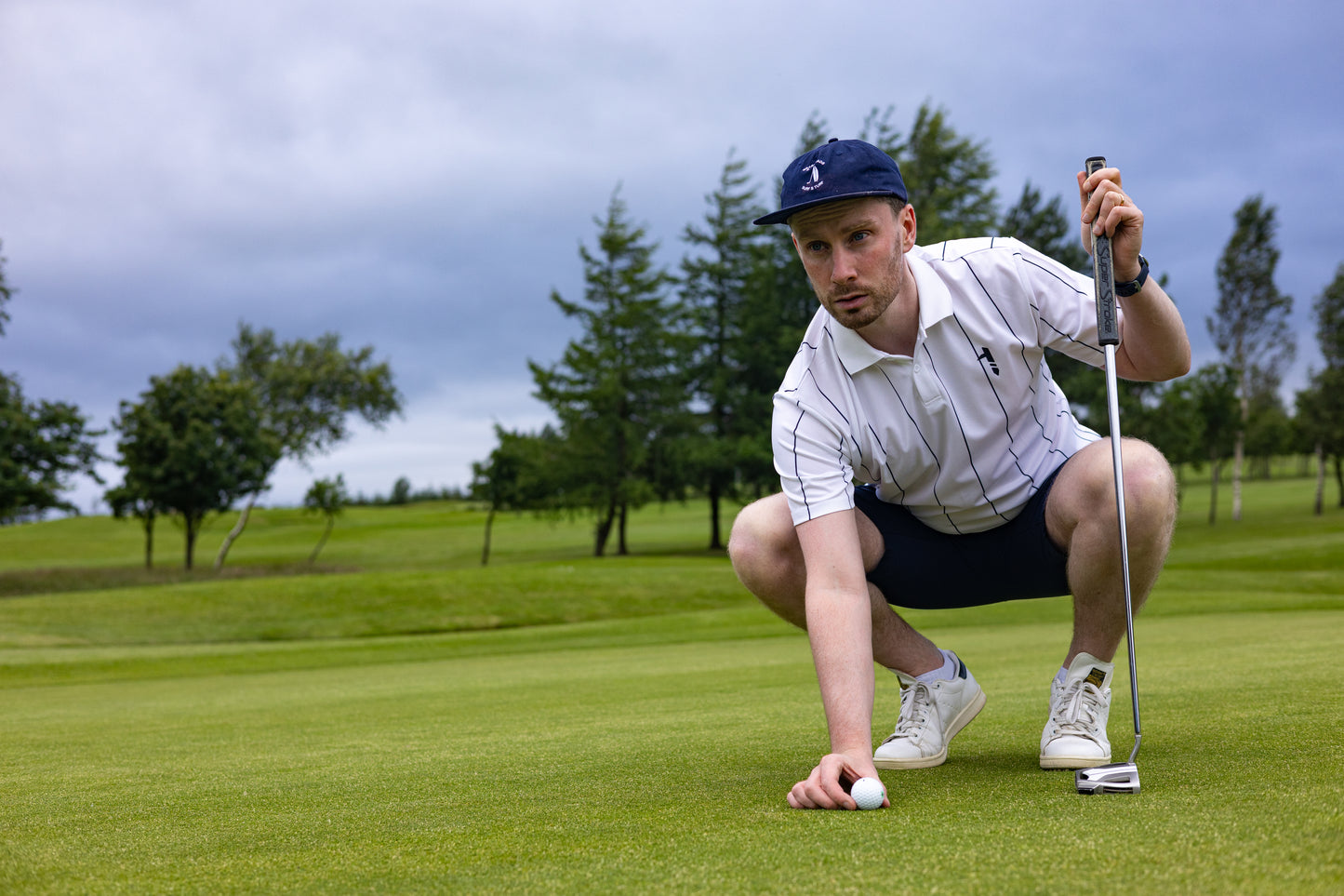 White Pinstripe Polo Shirt
